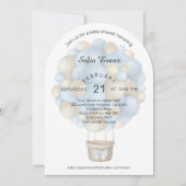 青モダン温風船ベビーシャワー招待状 招待状 (正面)