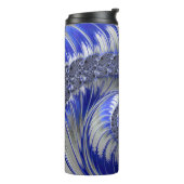 青モダン灰色の白い渦巻きフラクタル タンブラー (回転左)
