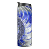 青モダン灰色の白い渦巻きフラクタル タンブラー (回転右)