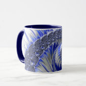 青モダン灰色の白い渦巻きフラクタル マグカップ (正面左)