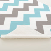 青モダン灰色シェブロン模様 シェルパブランケット (3/4)