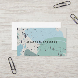 青モダン灰色ブラシストローク名刺 名刺