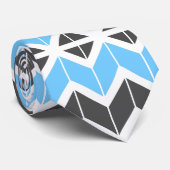 青モダン灰色ヘリンボーン幾何学模様 ネクタイ (ロール)