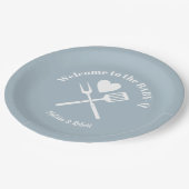 青モダン無地のベビー-QベビーシャワーBBQ ペーパープレート (アングル)