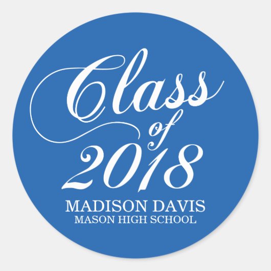 青モダン無地の色 |卒業スタンプ ラウンドシール (正面)