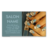 青モダン爪、 ネイルファッション美しいスパネイルサロン マグネット名刺 (正面)