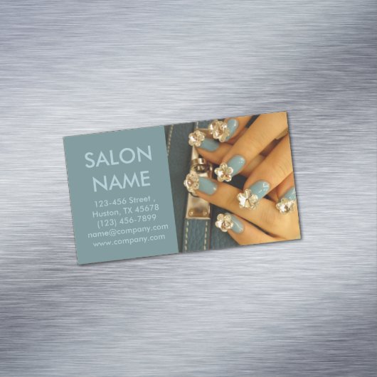 青モダン爪、 ネイルファッション美しいスパネイルサロン マグネット名刺 (インサイチュ)