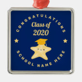 青モダン王室のと金ゴールドの卒業星 メタルオーナメント (正面)