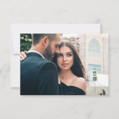 青モダン王室のフローラ結婚のQRコードRSVPカード サンキューカード (裏面)