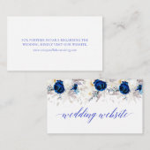 青モダン王室の白フローラ結婚 エンクロージャーカード (正面/裏面)