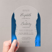 青モダン王室の銀の結婚アーチ アクリル招待状 (インサイチュ (ポータブル))