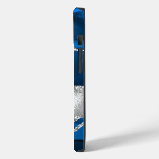 青モダン王室の銀アガテモノグラム Case-Mate iPhoneケース (裏面 / 左)