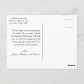 青モダン男の子だ！ベビー誕生発表 ポストカード (裏面)