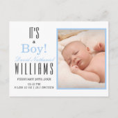 青モダン男の子だ！ベビー誕生発表 ポストカード (正面)