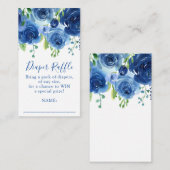 青モダン男の子の赤ちゃんシャワーおむつラッフル エンクロージャーカード (正面/裏面)