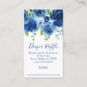 青モダン男の子の赤ちゃんシャワーおむつラッフル エンクロージャーカード (正面)