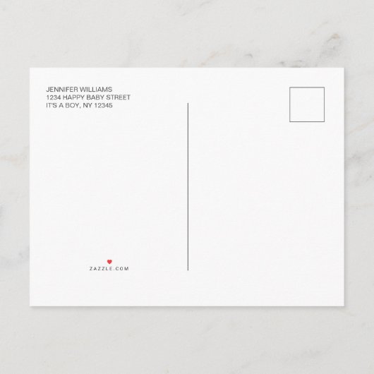 青モダン男の赤ちゃんシャワー招待状 インビテーションポストカード (裏面)