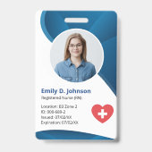 青モダン登録ナースRN バッジ (正面)