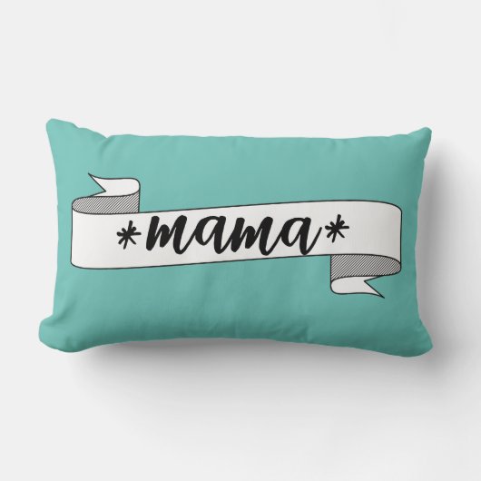 青モダン白のママ贈り物 ランバークッション (正面)
