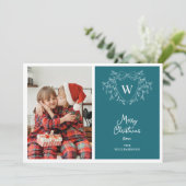 青モダン白の上品なクレスト2枚の写真 シーズンカード (スタンド正面)