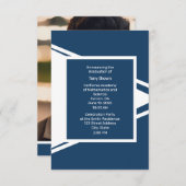 青モダン白の写真卒業発表 案内状 (正面/裏面)