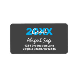 青モダン白の卒業住所 ラベル