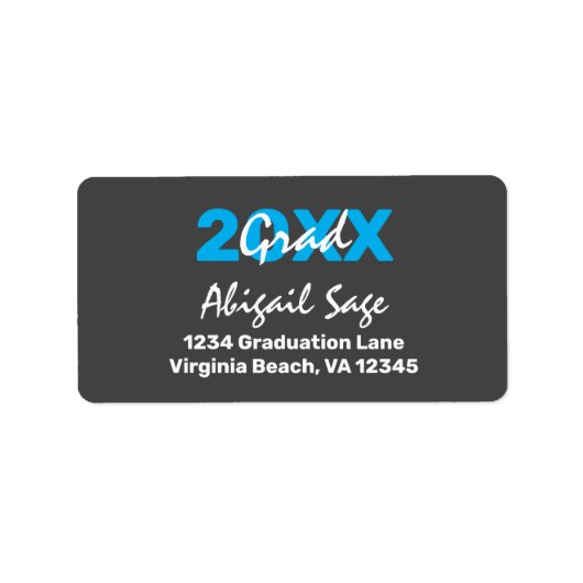 青モダン白の卒業住所 ラベル (正面)