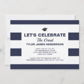 青モダン白の卒業写真パーティー招待状 招待状 (裏面)