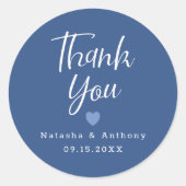 青モダン白の台本ありがとうござ結婚う ラウンドシール (正面)