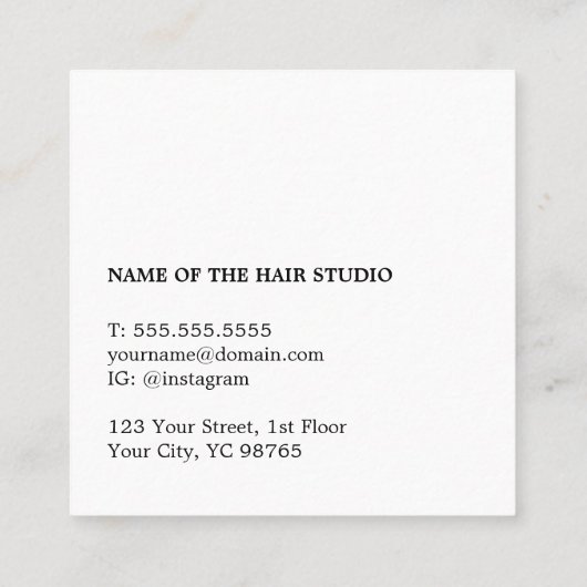 青モダン白はさみ美容師 スクエア名刺 (裏面)