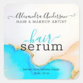 青モダン白アゲート大理石オパール製品ラベル スクエアシール (正面)