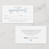 青モダン白アポイントメントカード 名刺 (正面/裏面)