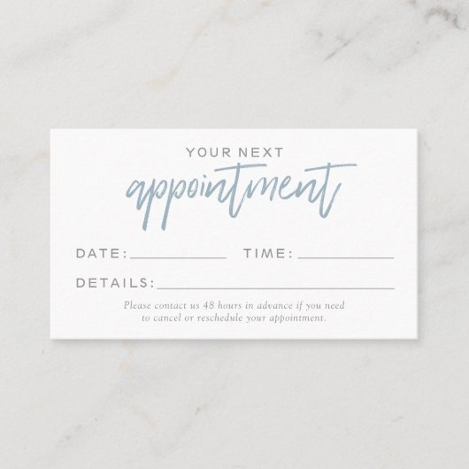 青モダン白アポイントメントカード 名刺 (正面)