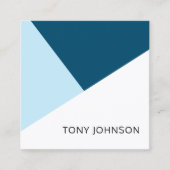 青モダン白エレガント幾何学コンサルタント スクエア名刺 (正面)