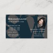 青モダン白グレーとフォトロゴモノグラム 名刺 (裏面)