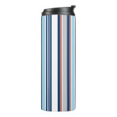 青モダン白グレーレッドストライプモノグラム タンブラー (回転左)