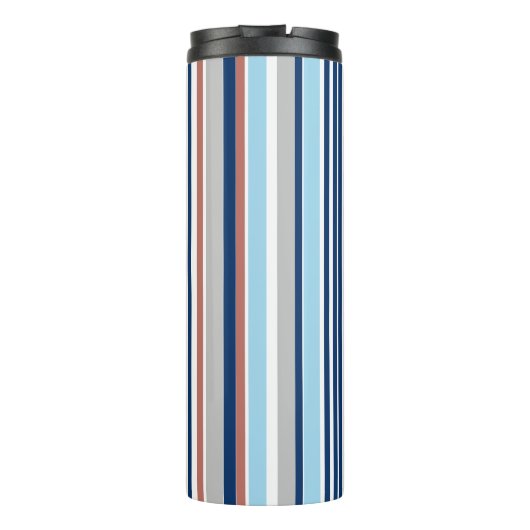 青モダン白グレーレッドストライプモノグラム タンブラー (裏面)