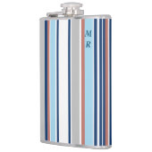 青モダン白グレーレッドストライプモノグラム フラスク (左)