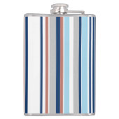 青モダン白グレーレッドストライプモノグラム フラスク (裏面)