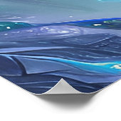 青モダン白シルバーキツネ ポスター (角)