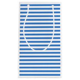 青モダン白ストライプのエレガントトレンディーテンプレート スモールペーパーバッグ