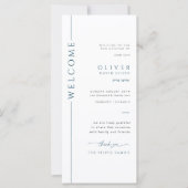 青モダン白バー（ユダヤ教の）バル・ミツバープログラムカード (正面)