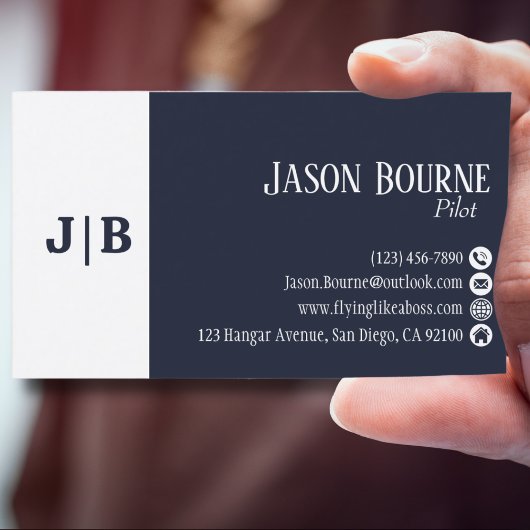 青モダン白プロフェッショナルQRコードシンプル 名刺