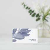 青モダン白ボタニカル葉ボタニスト 名刺 (スタンド正面)