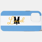 青モダン白名前をカスタムするモノグラストライプム Case-Mate iPhoneケース (裏面 (横))