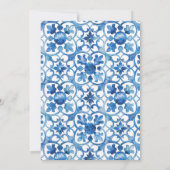 青モダン白地中海の結婚の セーブザデート (裏面)