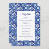 青モダン白地中海の結婚の プログラム (正面/裏面)