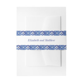 青モダン白地中海の結婚の 招待状ベリーバンド