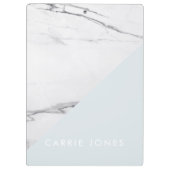 青モダン白大理石ビジネスエレガントミニマル クリップボード (裏面)