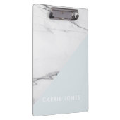 青モダン白大理石ビジネスエレガントミニマル クリップボード (右)